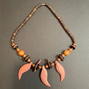Wooden Leaves Statement Necklace